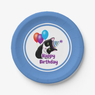 Assiettes En Carton Joyeux Chat d'anniversaire