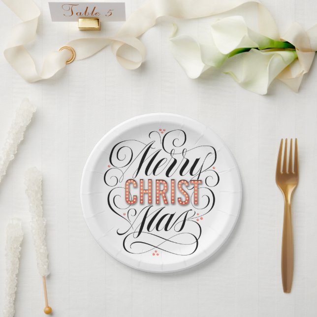 Assiettes En Carton Joyeux CHRISTmas Christian Calligraphie Jésus Dieu (Mariage)