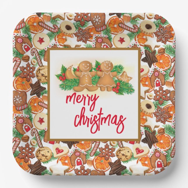 Assiettes En Carton Joyeux cookies de Noël (Recto)
