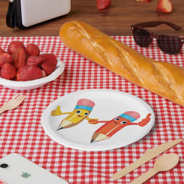 Assiettes En Carton Joyeux crayons (Créateur téléchargé)
