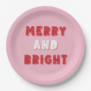 Assiettes En Carton Joyeux et lumineux, Joyeux Noël, Noël, Rose