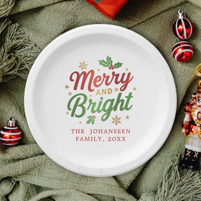 Assiettes En Carton Joyeux et lumineux Noël moderne Fête de Noël (Créateur téléchargé)