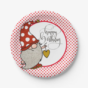 Assiettes En Carton Joyeux Gnome d'anniversaire