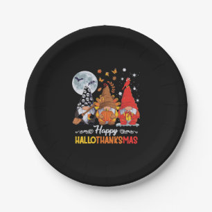 Assiettes En Carton Joyeux Hallothanksmas Gnomes Halloween Thanksgivin