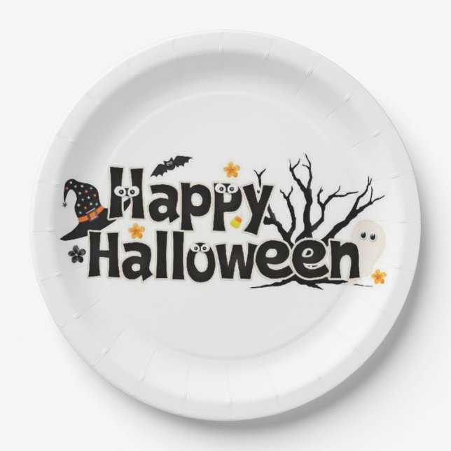 Assiettes En Carton Joyeux Halloween (Devant)