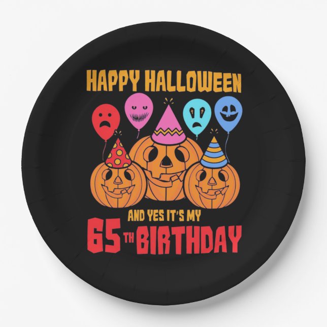 Assiettes En Carton Joyeux Halloween 65e anniversaire (Devant)