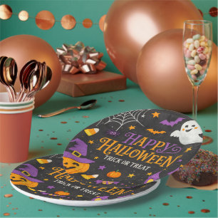 Assiettes En Carton Joyeux Halloween Fête Enfants Tableau Craie Mignon