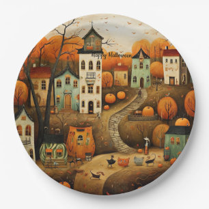 Assiettes En Carton Joyeux Halloween illustration colorée