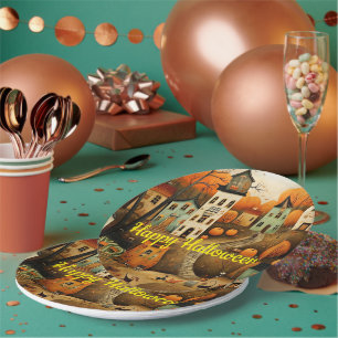Assiettes En Carton Joyeux Halloween illustration colorée
