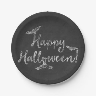 Assiettes En Carton Joyeux Halloween Tableau Craie Fête de Vacances