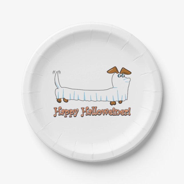 Assiettes En Carton Joyeux Halloweiner Dachshund (Devant)