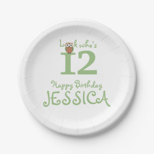 Assiettes En Carton Joyeux hibou d'anniversaire