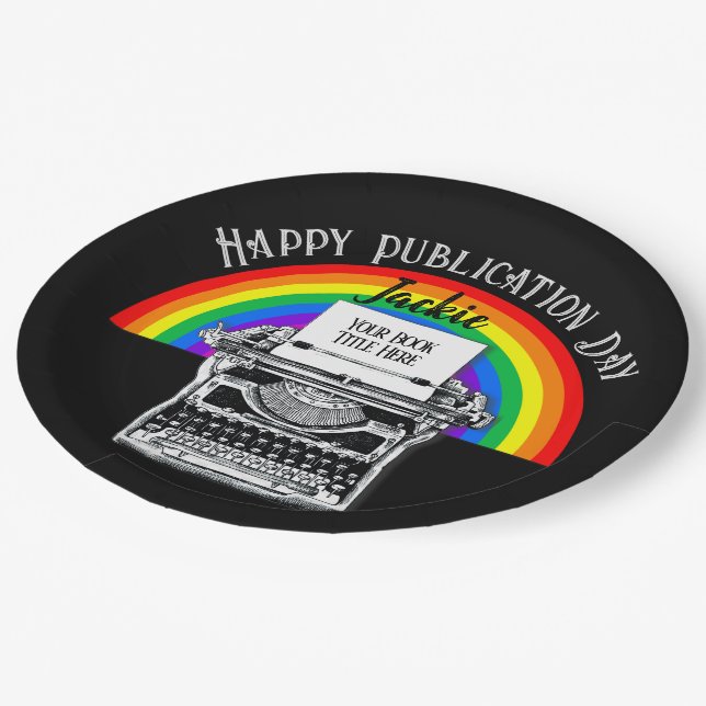 Assiettes En Carton Joyeux Jour de publication personnalisée LBGTQ (Angle)