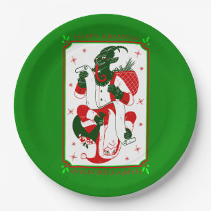 Assiettes En Carton joyeux krampus de Noël père Noël