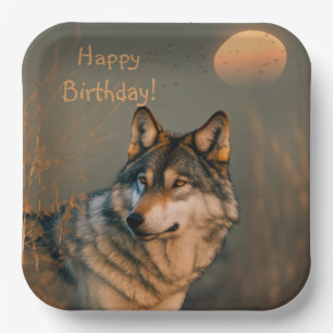 Assiettes En Carton Joyeux Loup d'anniversaire