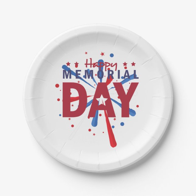Assiettes En Carton Joyeux Memorial Day (Devant)