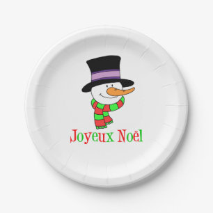 Assiettes En Carton Joyeux Noel Caricature française Noël Snowman