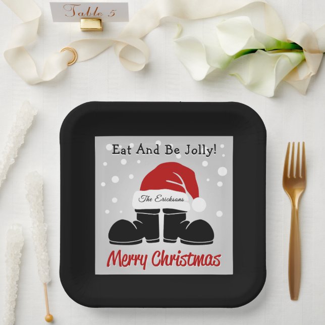 Assiettes En Carton Joyeux Noël Chapeau/Bottes Plaque en papier (Mariage)