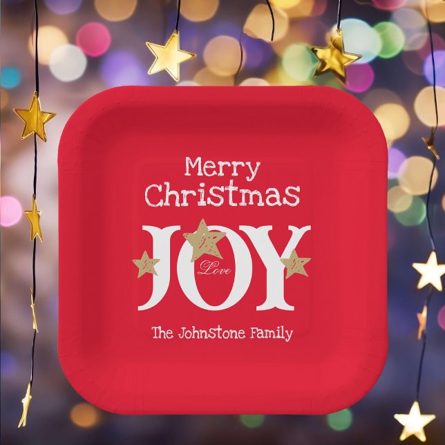 Assiettes En Carton Joyeux Noël Chic Script Élégant Noël Rouge (Help make your holiday gathering super special with these cheerful red Merry Christmas paper plates.)