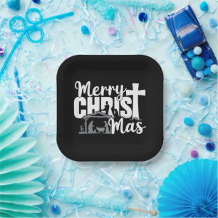 Assiettes En Carton Joyeux Noël chrétien Jésus Famille 