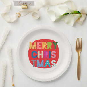 Assiettes En Carton Joyeux Noël-Colorful Fête Fournitures