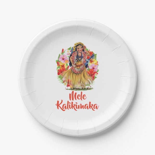 Assiettes En Carton Joyeux Noël de Mele Kalikimaka Hawaain (Devant)