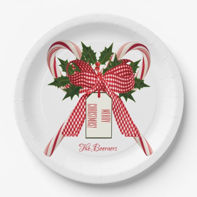 Assiettes En Carton Joyeux Noël de Nom Sucres de canne  (Devant)