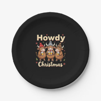 Assiettes En Carton Joyeux Noël Drôle Vache Highland Cow Noël Amateur