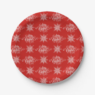 Assiettes En Carton Joyeux Noël et flocons de neige