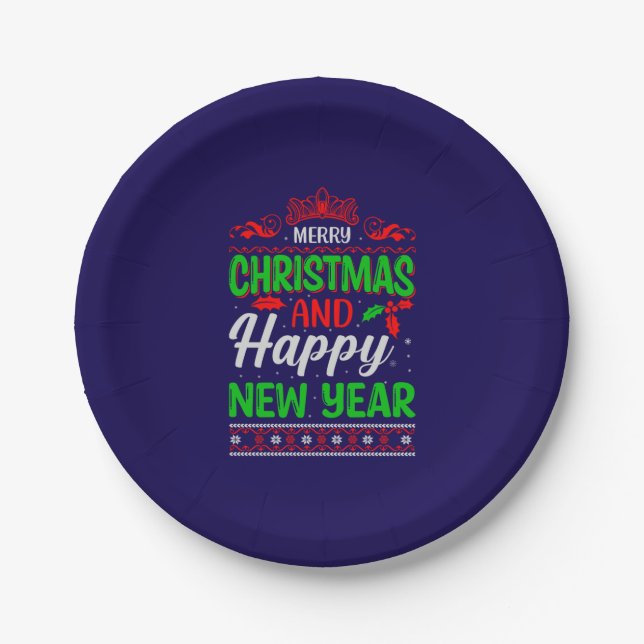 Assiettes En Carton Joyeux Noël Et Joyeux Nouvel An-61064 (Devant)