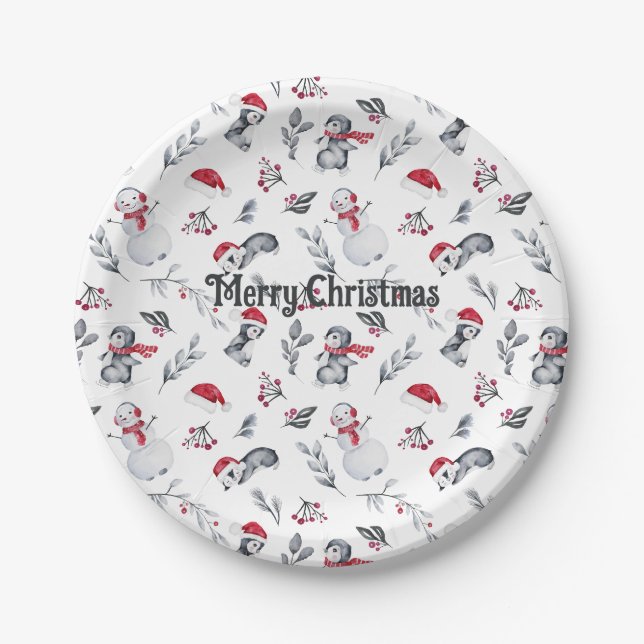 Assiettes En Carton Joyeux Noël Fête Fête Mignonne Whimsical (Devant)