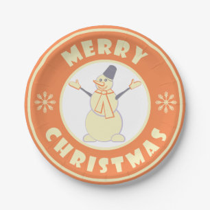 Assiettes En Carton Joyeux Noël heureux bonhomme de neige célèbre styl