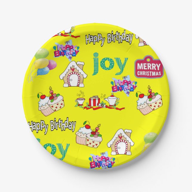 Assiettes En Carton Joyeux Noël Joyeux Plaques de papier d'anniversair (Devant)