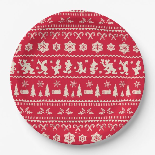 Assiettes En Carton Joyeux Noël | Mickey Mouse Snowflake Motif (Devant)