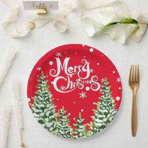 Assiettes En Carton Joyeux Noël Neiges Plaque en papier de Noël