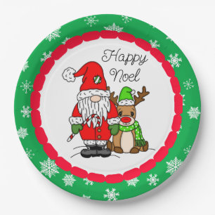 Assiettes En Carton Joyeux Noël Noel Gnome Père Noël et Reindeer