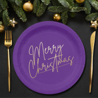 Joyeux Noël or sur violet