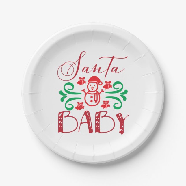 Assiettes En Carton Joyeux Noël Père Noël Baby (Devant)