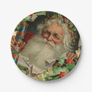 Assiettes En Carton Joyeux Noël Père Noël classique antique