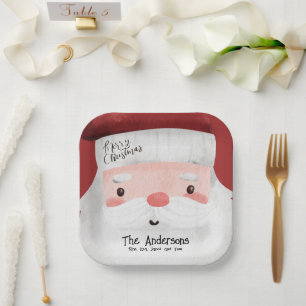 Assiettes En Carton Joyeux Noël personnalisé mignon Père Noël visage