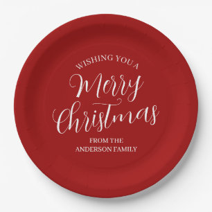 Assiettes En Carton Joyeux Noël personnalisé rouge