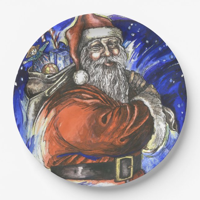 Assiettes En Carton "Joyeux Noël", plaques à papier 9" x 9" (Devant)