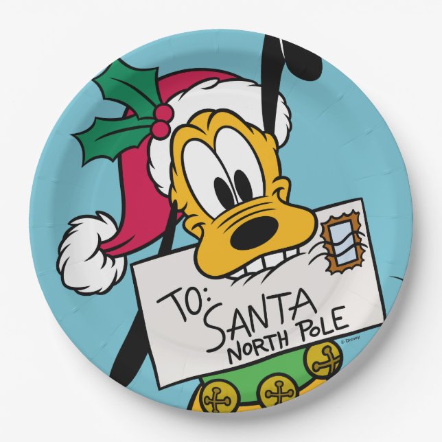 Assiettes En Carton Joyeux Noël | Pluto Santa Claus (Devant)