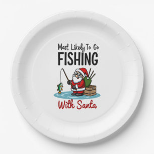 Assiettes En Carton Joyeux Noël Pour Le Cadeau De Pêche De Père Noël (