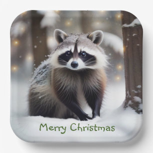 Assiettes En Carton Joyeux Noël Racoon
