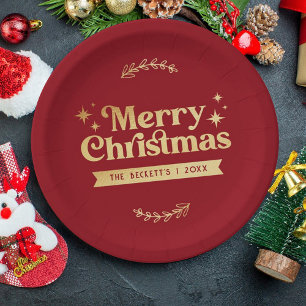 Assiettes En Carton Joyeux Noël Retro Super