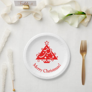 Assiettes En Carton Joyeux Noël Rouge Noël Arbres de Noël Plaque en pa