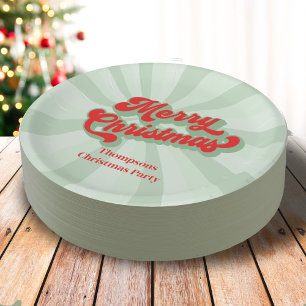 Assiettes En Carton Joyeux Noël Rouge Vert Whimsical Typographie