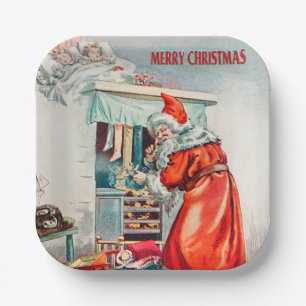 Assiettes En Carton Joyeux Noël - santa claus vacances