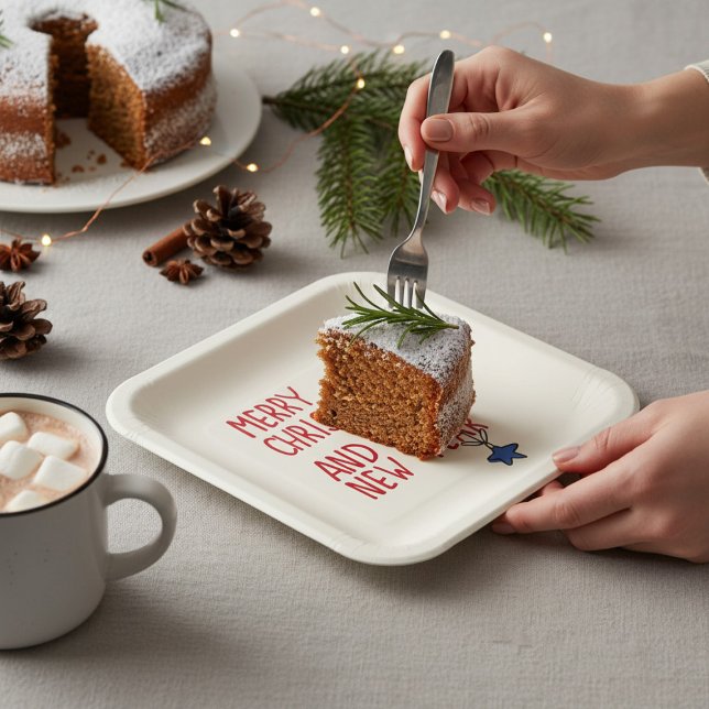 Assiettes En Carton Joyeux Noël Simple Typographie moderne (Créateur téléchargé)